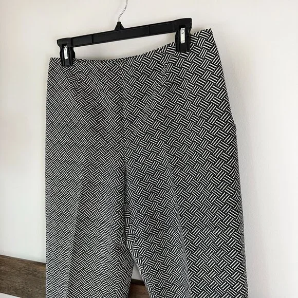 Dana Buchman Silk Blend Pants Geometric Black Gray Women's 8 Dress - Picture 5 of 9